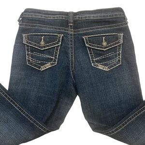 a.n.a Dark Wash Denim Boot Cut Jeans 5 Pocket Design Contrast Stitch Womens 8
